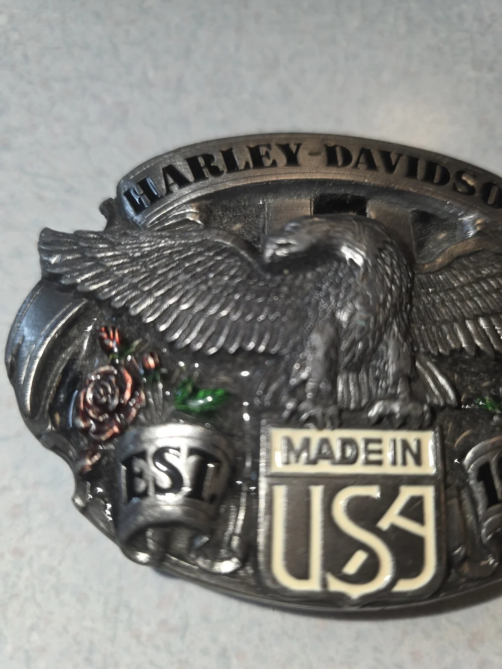 Harley-Davidson Silver Eagle 'Made in USA' Belt Buckle